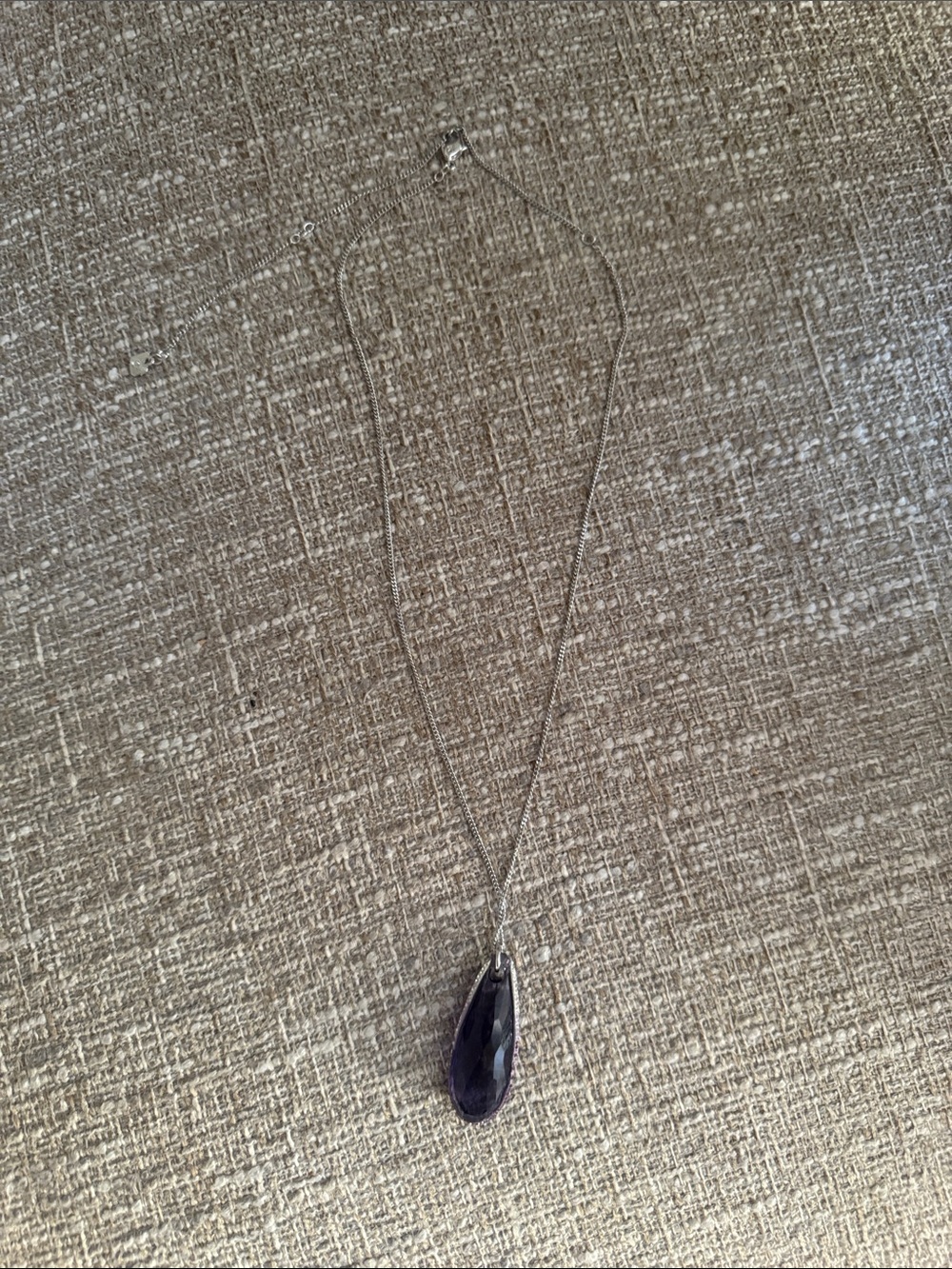 Swarovski Silver Necklace with Deep Purple Teardrop Crystal